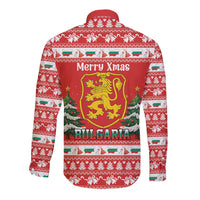 Bulgaria Christmas Long Sleeve Button Shirt Merry Xmas Lion Crest - Wonder Print Shop