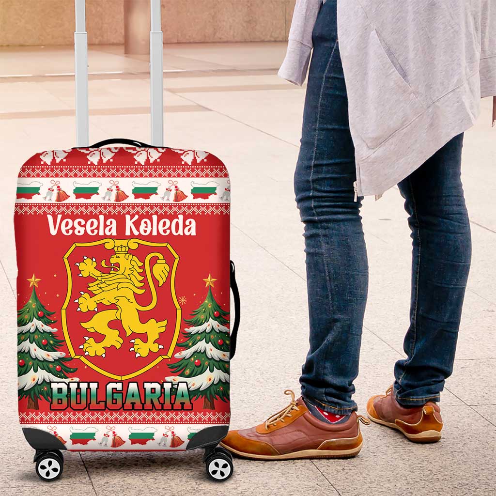 Bulgaria Christmas Luggage Cover Merry Xmas Lion Crest - Wonder Print Shop