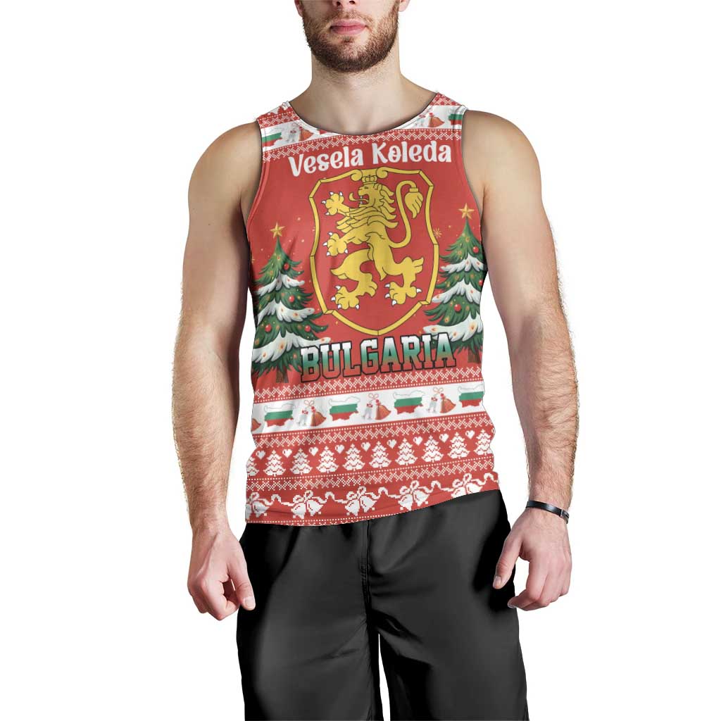 Bulgaria Christmas Men Tank Top Merry Xmas Lion Crest - Wonder Print Shop