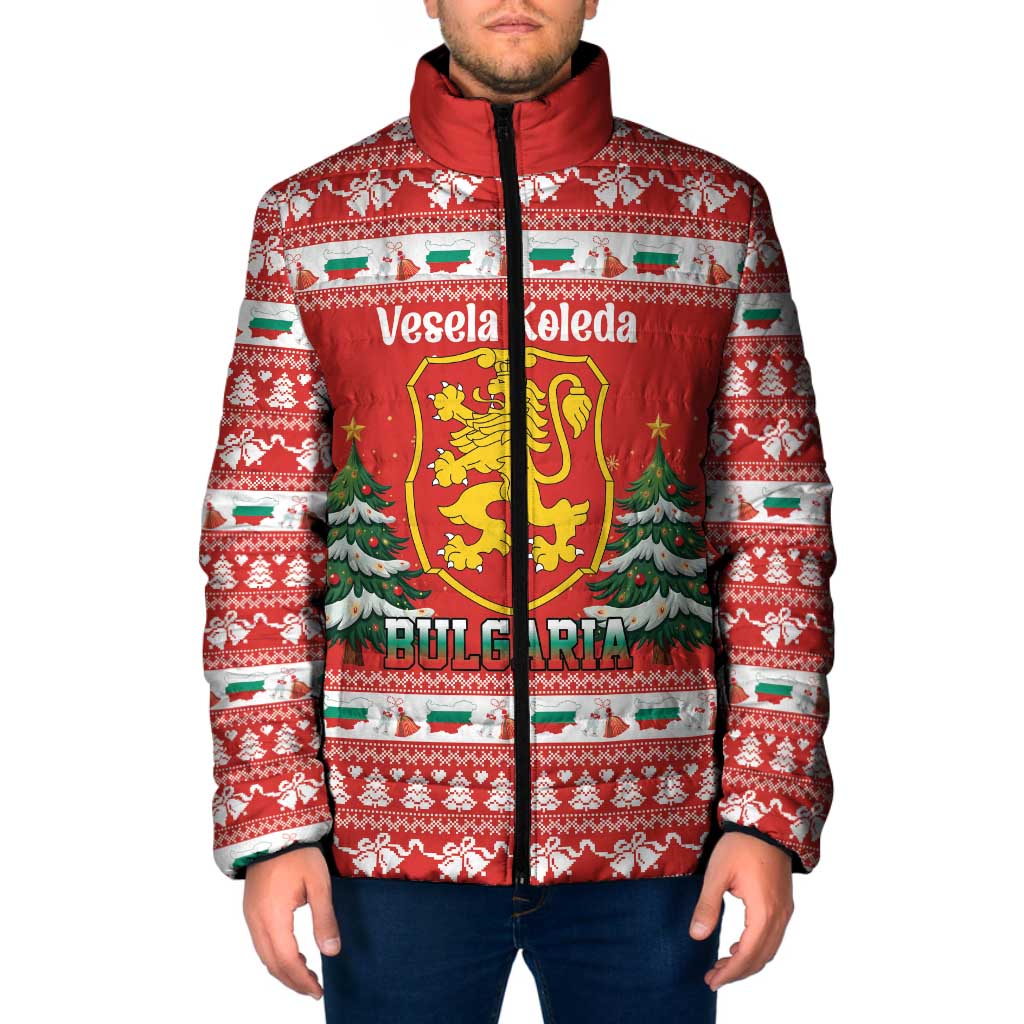 Bulgaria Christmas Padded Jacket Merry Xmas Lion Crest - Wonder Print Shop