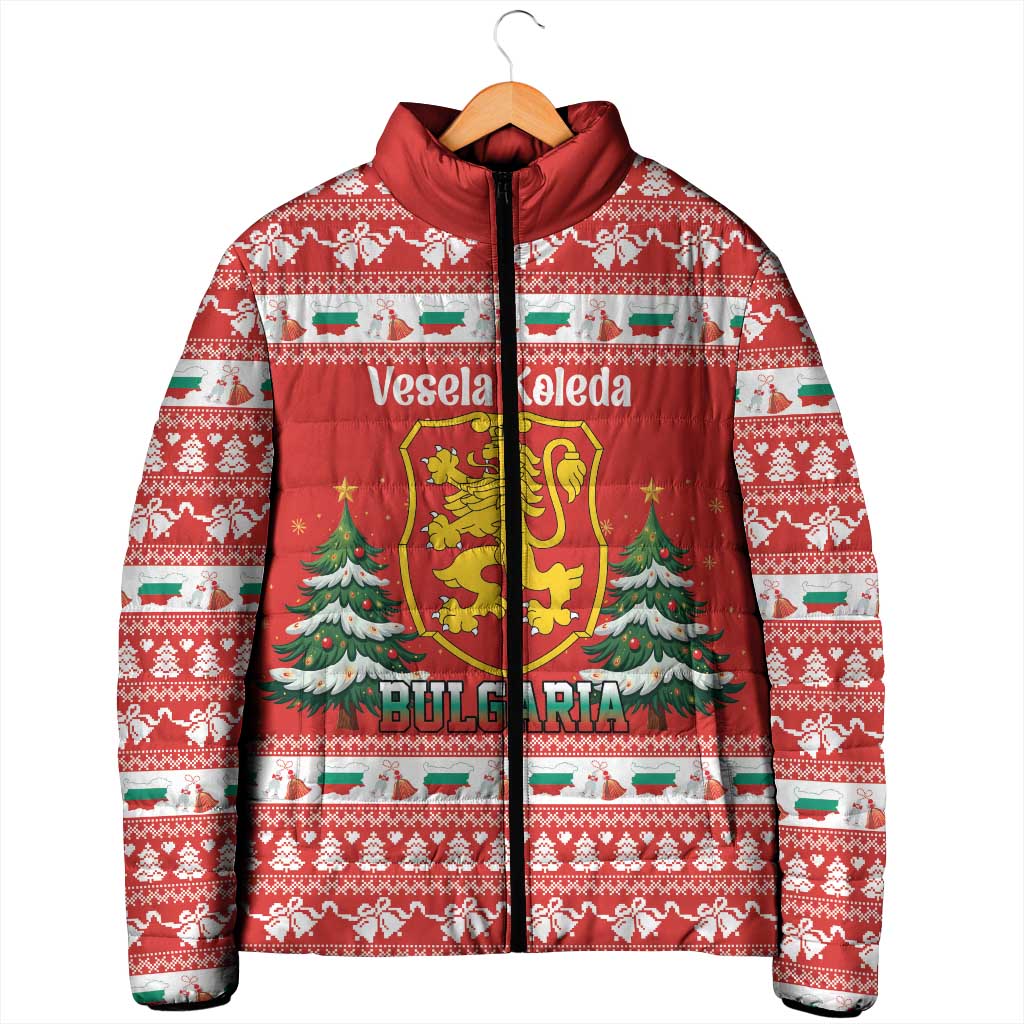 Bulgaria Christmas Padded Jacket Merry Xmas Lion Crest - Wonder Print Shop