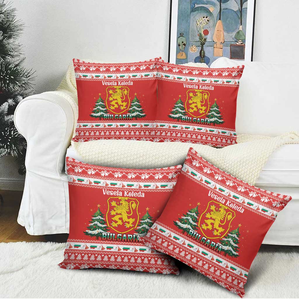 Bulgaria Christmas Pillow Cover Merry Xmas Lion Crest - Wonder Print Shop