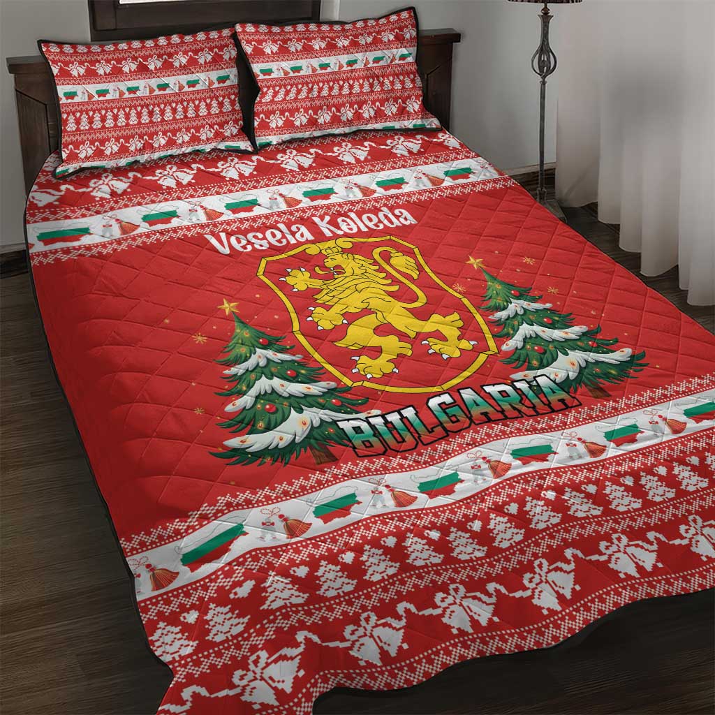 Bulgaria Christmas Quilt Bed Set Merry Xmas Lion Crest - Wonder Print Shop