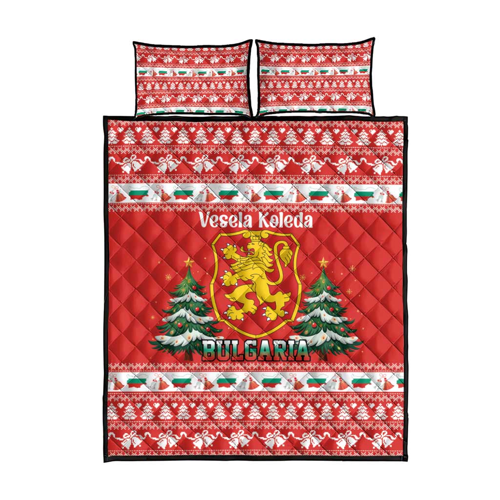Bulgaria Christmas Quilt Bed Set Merry Xmas Lion Crest - Wonder Print Shop