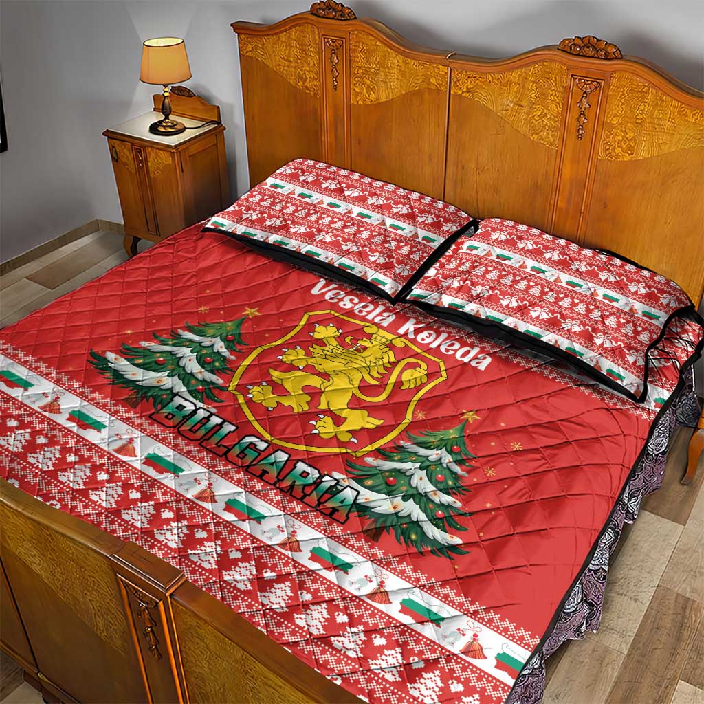 Bulgaria Christmas Quilt Bed Set Merry Xmas Lion Crest - Wonder Print Shop