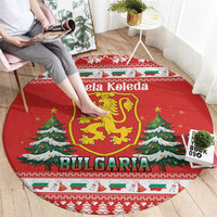 Bulgaria Christmas Round Carpet Merry Xmas Lion Crest - Wonder Print Shop