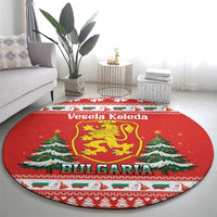 Bulgaria Christmas Round Carpet Merry Xmas Lion Crest - Wonder Print Shop