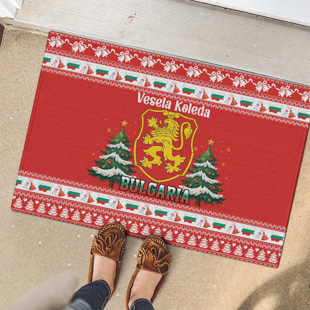 Bulgaria Christmas Rubber Doormat Merry Xmas Lion Crest - Wonder Print Shop