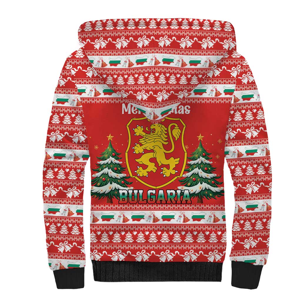 Bulgaria Christmas Sherpa Hoodie Merry Xmas Lion Crest - Wonder Print Shop