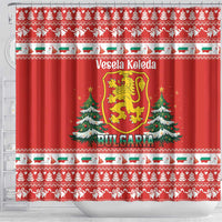 Bulgaria Christmas Shower Curtain Merry Xmas Lion Crest - Wonder Print Shop