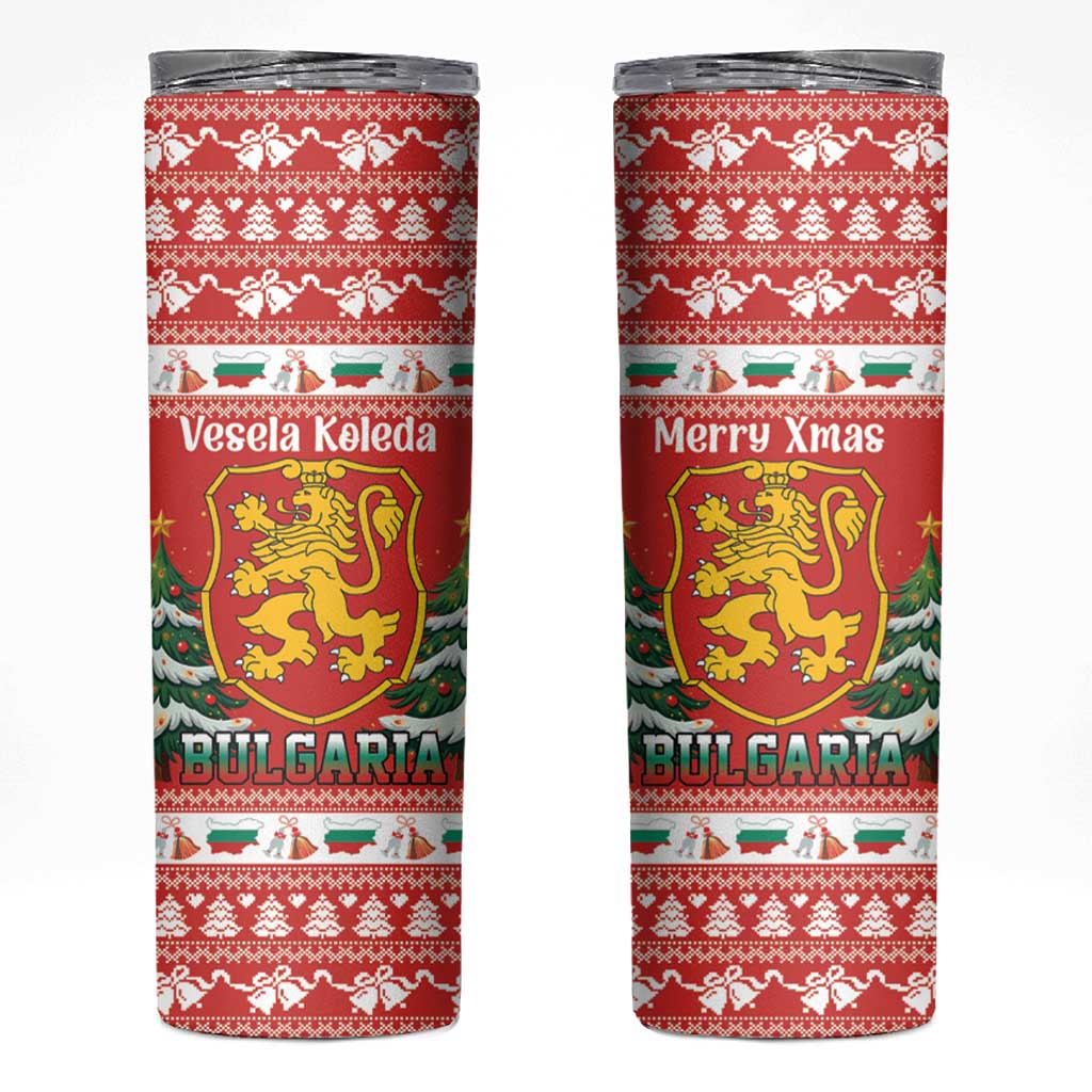 Bulgaria Christmas Skinny Tumbler Merry Xmas Lion Crest - Wonder Print Shop