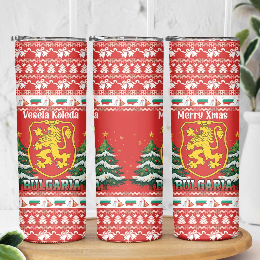 Bulgaria Christmas Skinny Tumbler Merry Xmas Lion Crest - Wonder Print Shop
