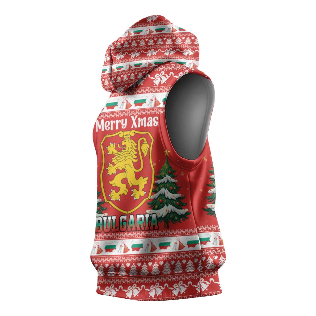 Bulgaria Christmas Sleeveless Hoodie Merry Xmas Lion Crest - Wonder Print Shop