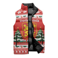 Bulgaria Christmas Sleeveless Puffer Jacket Merry Xmas Lion Crest - Wonder Print Shop