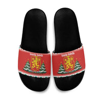 Bulgaria Christmas Slide Sandals Merry Xmas Lion Crest - Wonder Print Shop