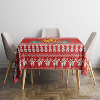 Bulgaria Christmas Tablecloth Merry Xmas Lion Crest - Wonder Print Shop