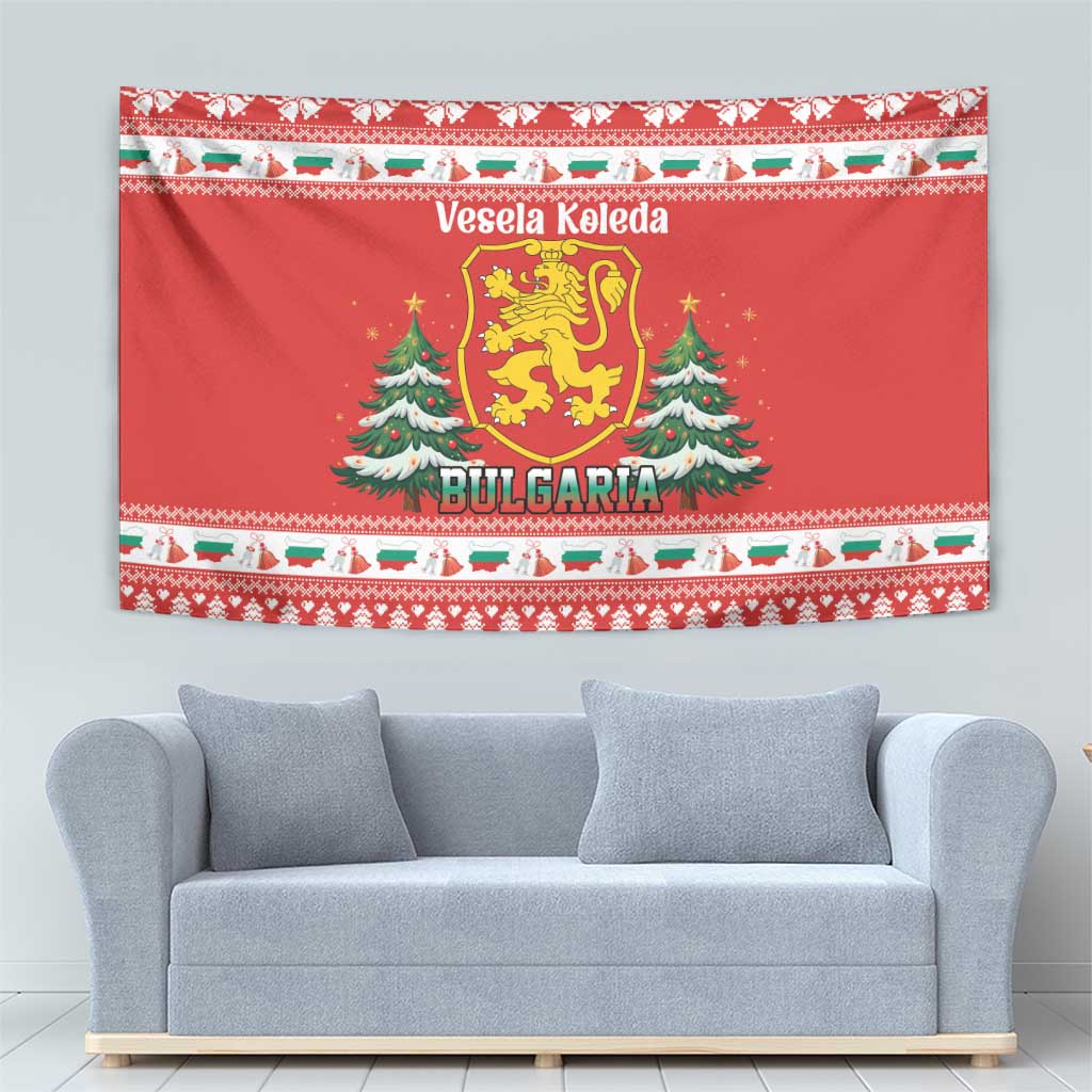 Bulgaria Christmas Tapestry Merry Xmas Lion Crest - Wonder Print Shop
