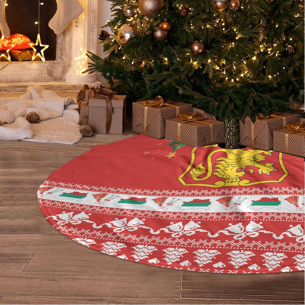 Bulgaria Christmas Tree Skirt Merry Xmas Lion Crest - Wonder Print Shop