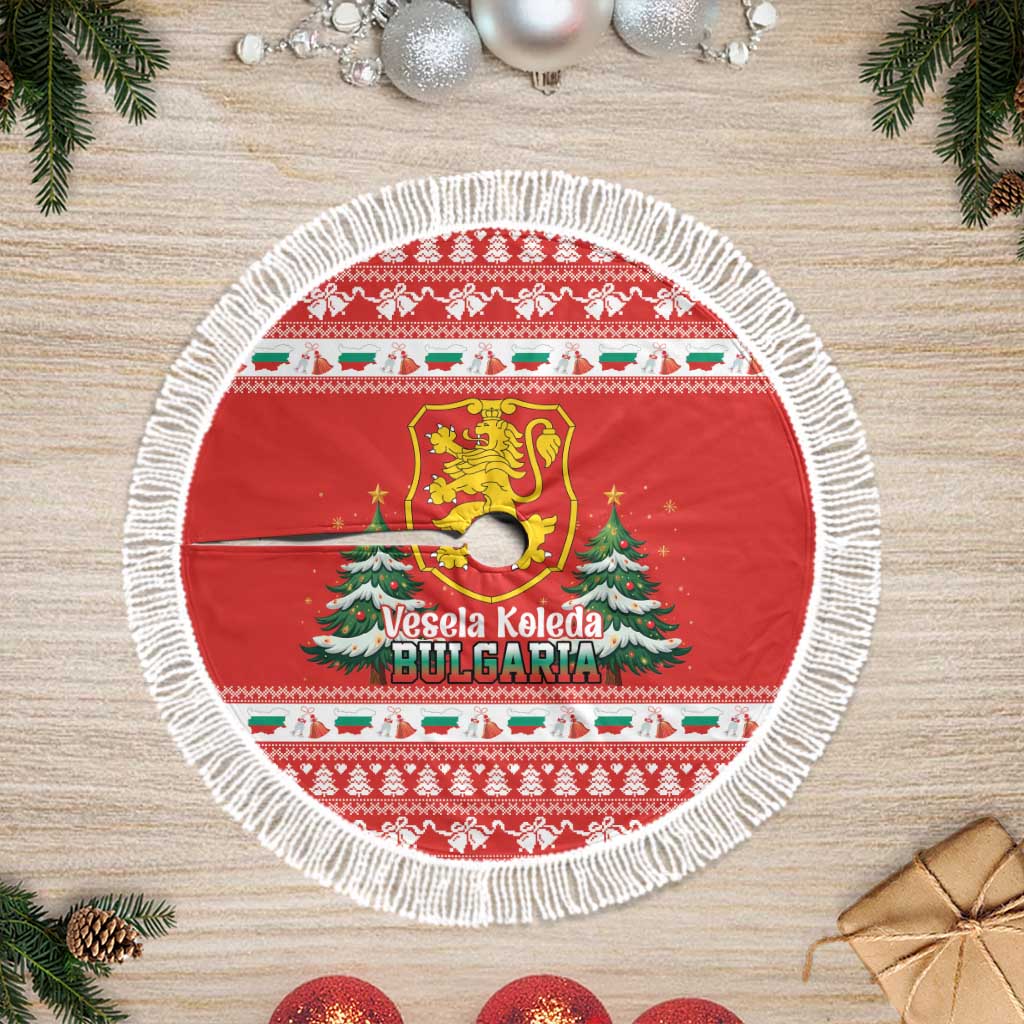 Bulgaria Christmas Tree Skirt Merry Xmas Lion Crest - Wonder Print Shop