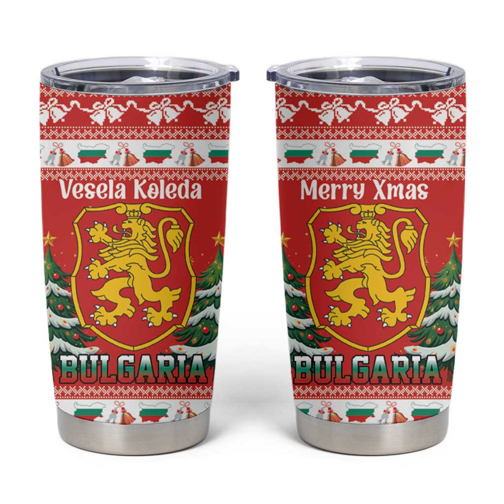 Bulgaria Christmas Tumbler Cup Merry Xmas Lion Crest - Wonder Print Shop