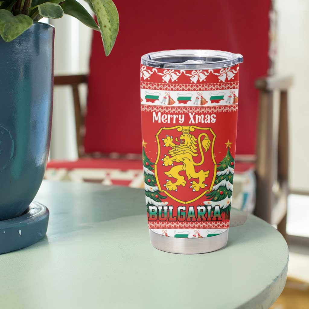 Bulgaria Christmas Tumbler Cup Merry Xmas Lion Crest - Wonder Print Shop