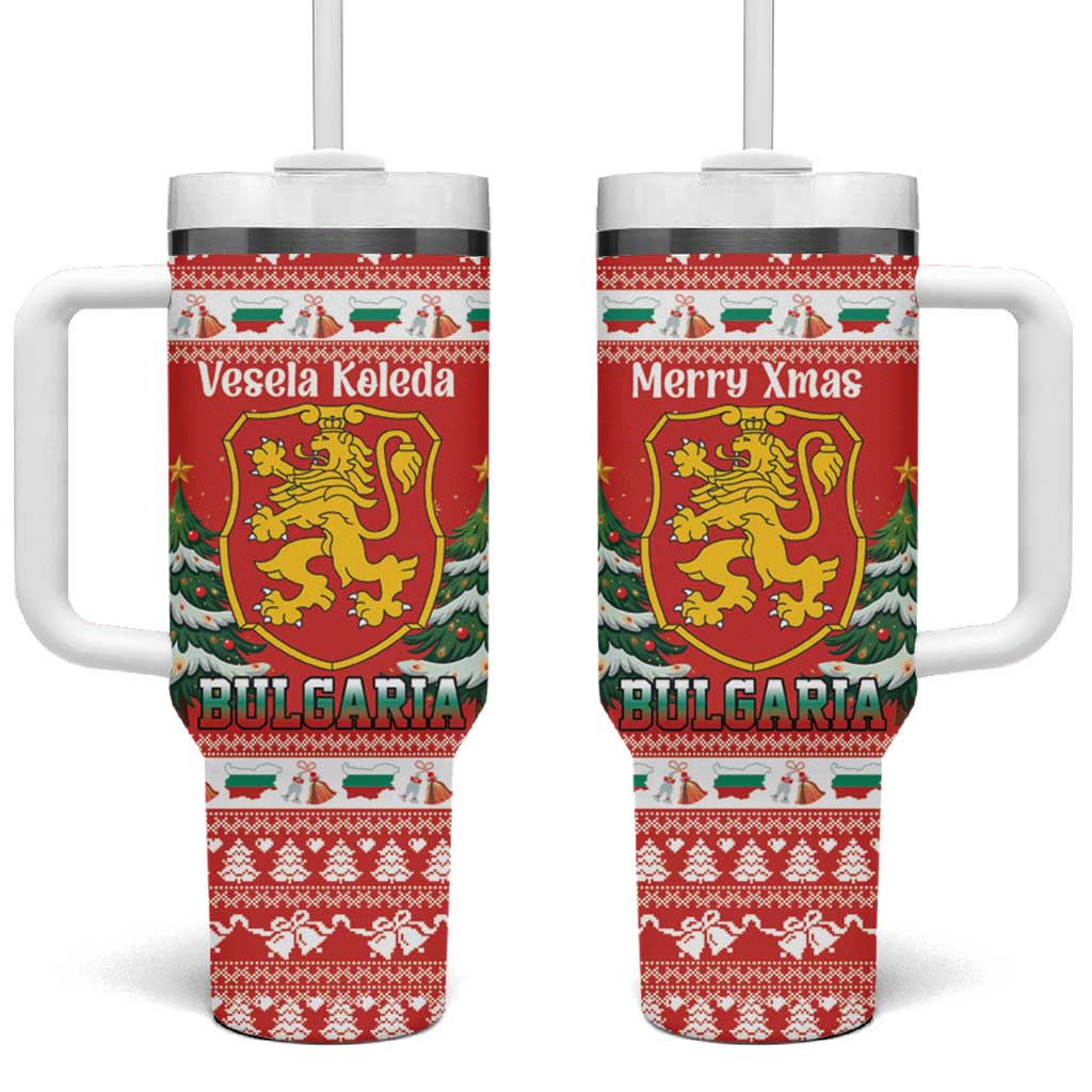 Bulgaria Christmas Tumbler With Handle Merry Xmas Lion Crest - Wonder Print Shop