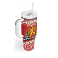Bulgaria Christmas Tumbler With Handle Merry Xmas Lion Crest - Wonder Print Shop