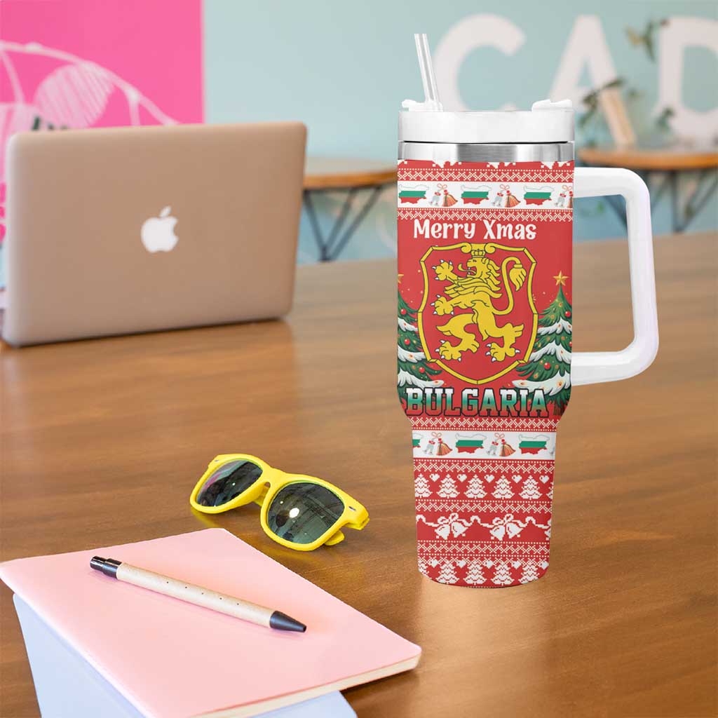 Bulgaria Christmas Tumbler With Handle Merry Xmas Lion Crest - Wonder Print Shop