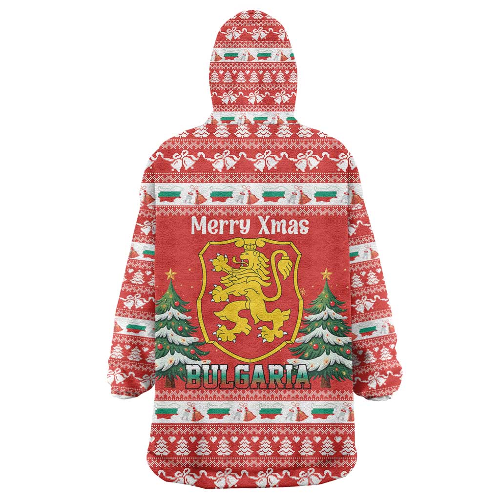 Bulgaria Christmas Wearable Blanket Hoodie Merry Xmas Lion Crest - Wonder Print Shop