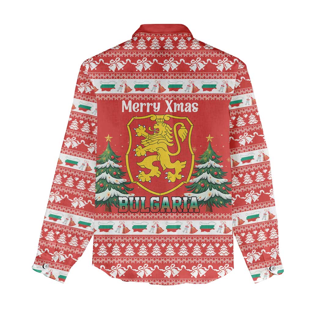 Bulgaria Christmas Women Casual Shirt Merry Xmas Lion Crest - Wonder Print Shop