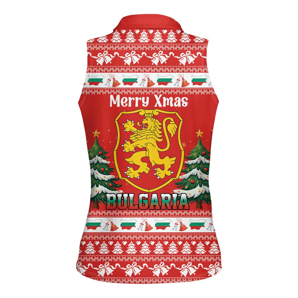 Bulgaria Christmas Women Sleeveless Polo Shirt Merry Xmas Lion Crest - Wonder Print Shop