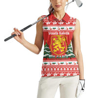 Bulgaria Christmas Women Sleeveless Polo Shirt Merry Xmas Lion Crest - Wonder Print Shop