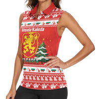 Bulgaria Christmas Women Sleeveless Polo Shirt Merry Xmas Lion Crest - Wonder Print Shop