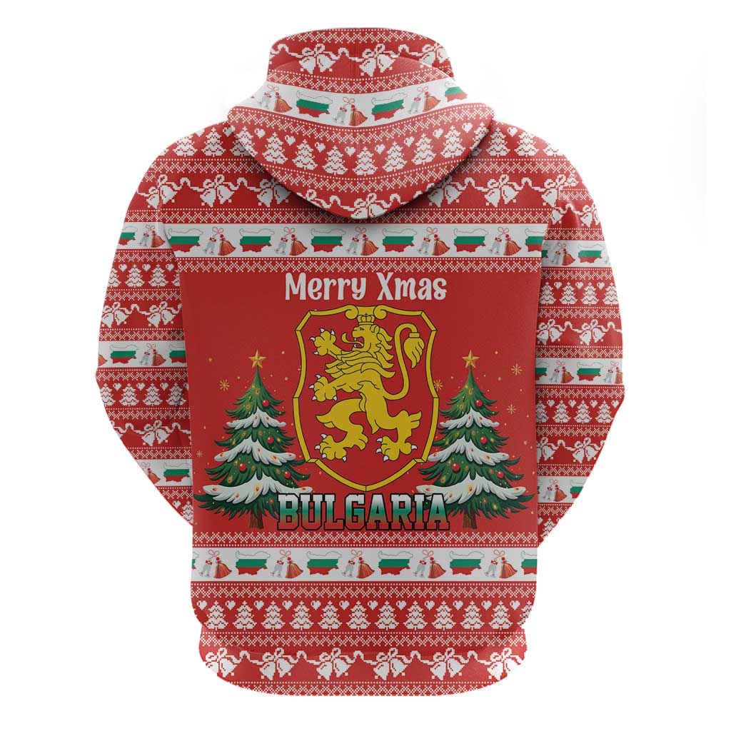 Bulgaria Christmas Zip Hoodie Merry Xmas Lion Crest - Wonder Print Shop