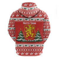 Bulgaria Christmas Zip Hoodie Merry Xmas Lion Crest - Wonder Print Shop
