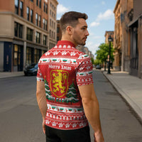 Bulgaria Christmas Zipper Polo Shirt Merry Xmas Lion Crest - Wonder Print Shop