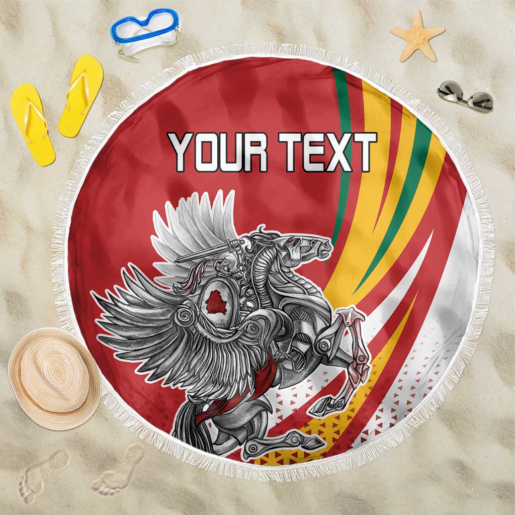 Personalized Lithuania Independence Day Beach Blanket Lithuanian Vytis Swoosh - Wonder Print Shop