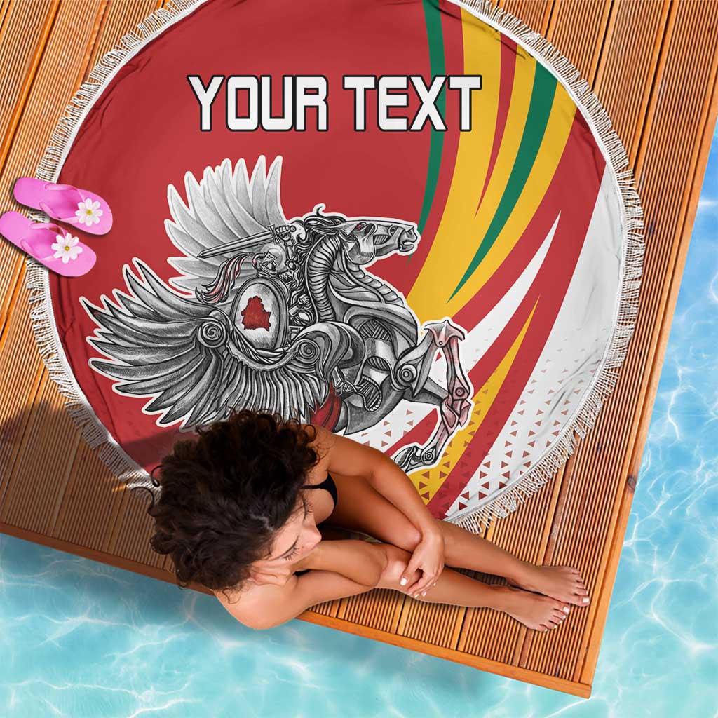 Personalized Lithuania Independence Day Beach Blanket Lithuanian Vytis Swoosh - Wonder Print Shop