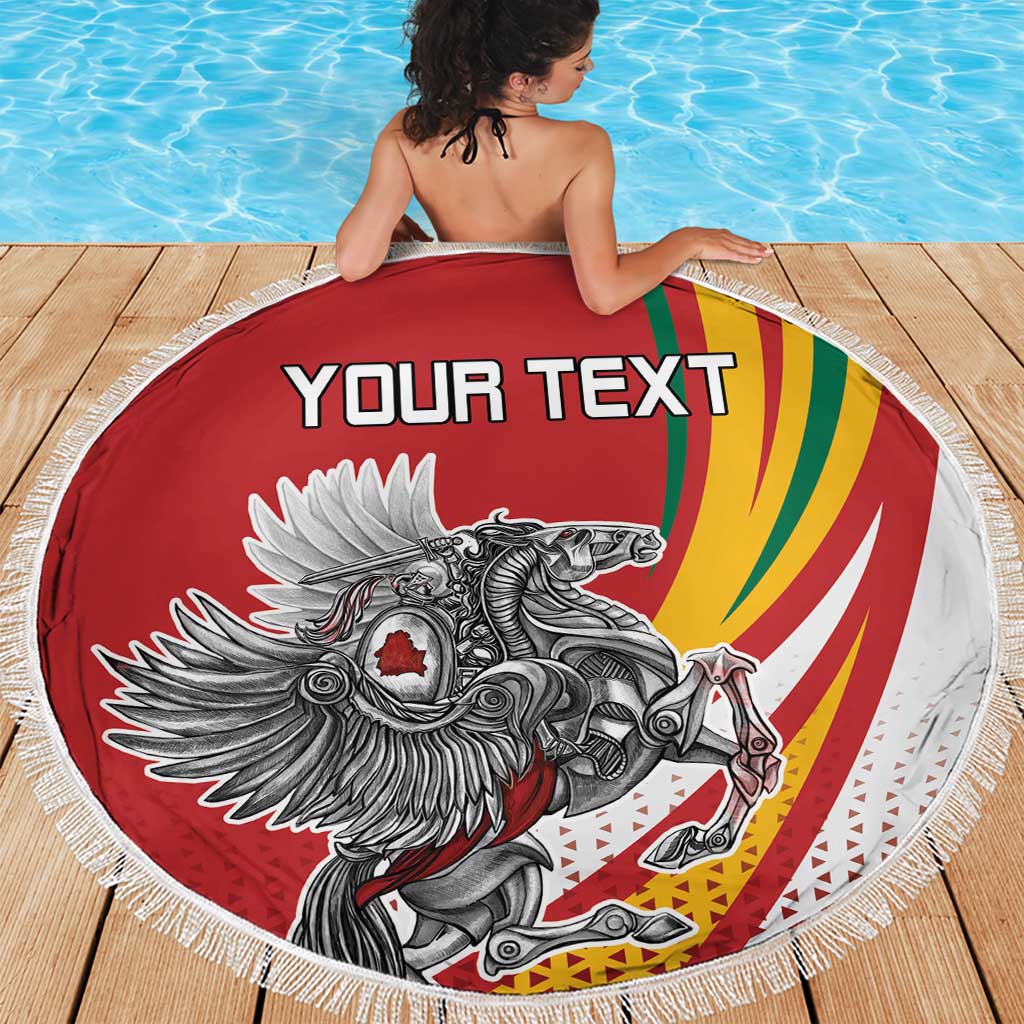 Personalized Lithuania Independence Day Beach Blanket Lithuanian Vytis Swoosh - Wonder Print Shop