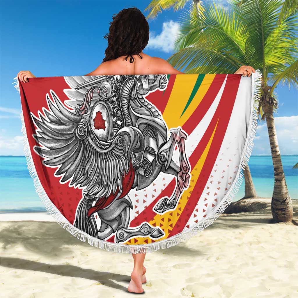 Personalized Lithuania Independence Day Beach Blanket Lithuanian Vytis Swoosh - Wonder Print Shop