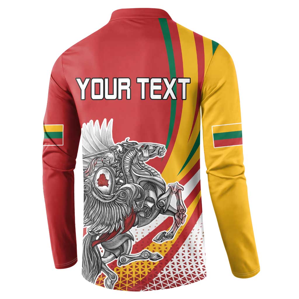 Personalized Lithuania Independence Day Button Sweatshirt Lithuanian Vytis Swoosh - Wonder Print Shop