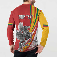Personalized Lithuania Independence Day Button Sweatshirt Lithuanian Vytis Swoosh - Wonder Print Shop