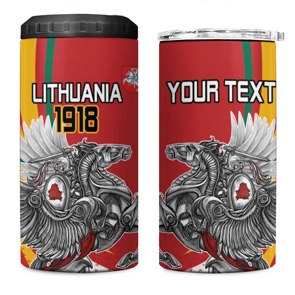 Personalized Lithuania Independence Day 4 in 1 Can Cooler Tumbler Lithuanian Vytis Swoosh - Wonder Print Shop