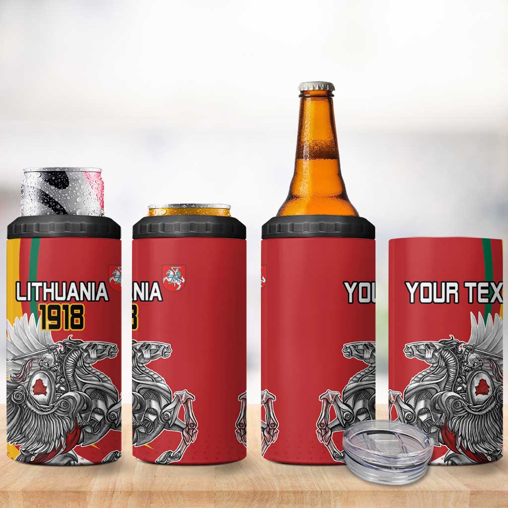 Personalized Lithuania Independence Day 4 in 1 Can Cooler Tumbler Lithuanian Vytis Swoosh - Wonder Print Shop