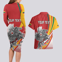 Personalized Lithuania Independence Day Couples Matching Long Sleeve Bodycon Dress and Hawaiian Shirt Lithuanian Vytis Swoosh - Wonder Print Shop