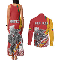 Personalized Lithuania Independence Day Couples Matching Tank Maxi Dress and Long Sleeve Button Shirt Lithuanian Vytis Swoosh - Wonder Print Shop