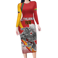 Personalized Lithuania Independence Day Family Matching Long Sleeve Bodycon Dress and Hawaiian Shirt Lithuanian Vytis Swoosh - Wonder Print Shop