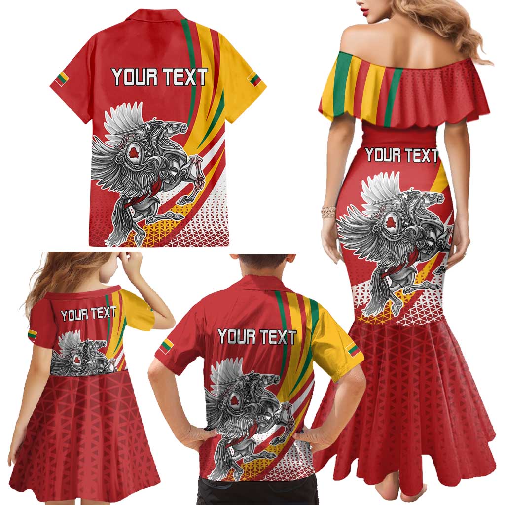 Personalized Lithuania Independence Day Family Matching Mermaid Dress and Hawaiian Shirt Lithuanian Vytis Swoosh - Wonder Print Shop