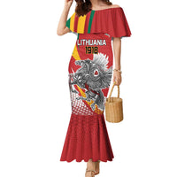 Personalized Lithuania Independence Day Family Matching Mermaid Dress and Hawaiian Shirt Lithuanian Vytis Swoosh - Wonder Print Shop