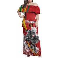 Personalized Lithuania Independence Day Family Matching Off Shoulder Maxi Dress and Hawaiian Shirt Lithuanian Vytis Swoosh - Wonder Print Shop